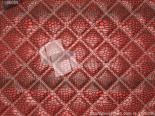 Image of Red Alligator skin with stitched rectangles