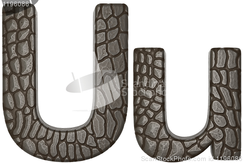Image of Alligator skin font U lowercase and capital letters