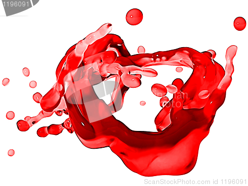 Image of Splash of red wine with droplets isolated 