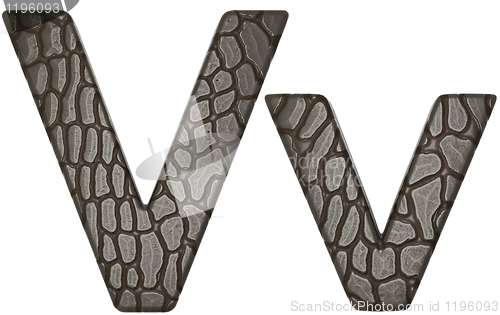 Image of Alligator skin font V lowercase and capital letters