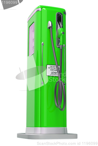 Image of Green gasoline pump isolated over white