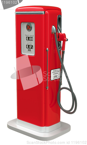 Image of Vintage Red fuel pump isolated over white