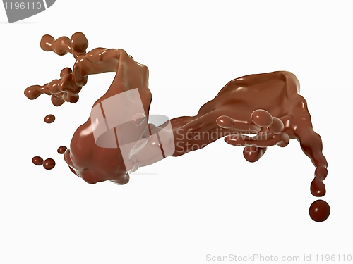 Image of Liquid chocolate splash with drops isolated