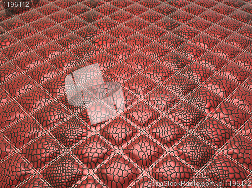 Image of Red Alligator skin with stitched rectangles