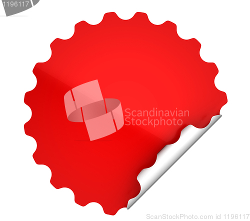 Image of  Red round bent sticker or label 