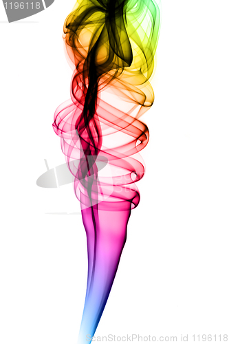 Image of Abstract colorful fume shape on white