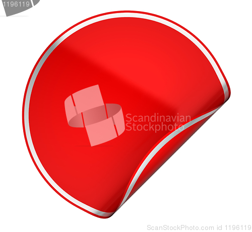 Image of  Red round sticker or label on white