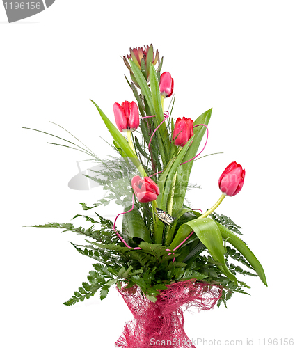 Image of Bouquet of beautiful red tulips