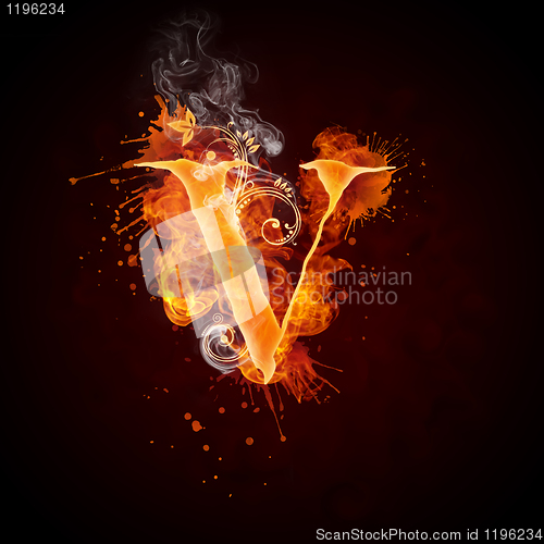 Image of Fire Swirl Letter V