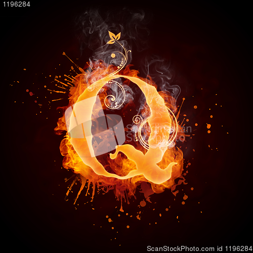 Image of Fire Swirl Letter Q