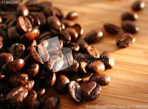 Image of Heap of burnt arabica coffee beans 