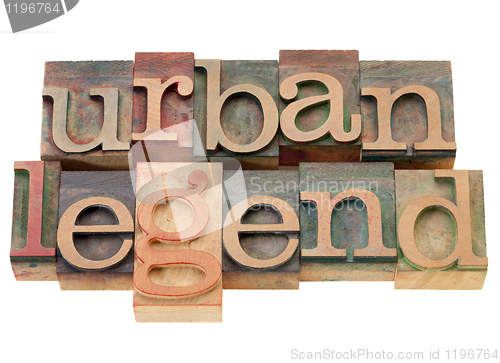Image of urban legend in wood letterpress type
