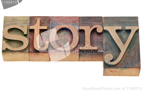 Image of story word in letterpress type