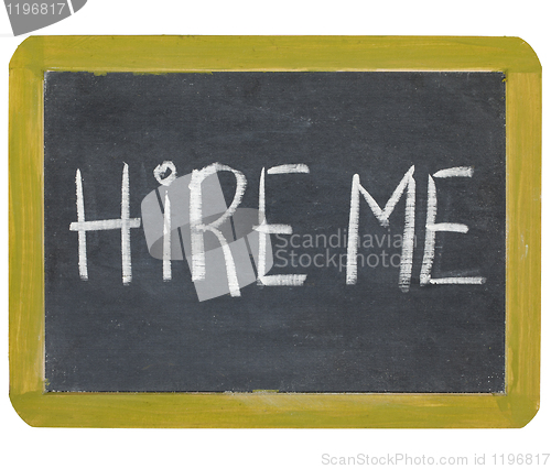 Image of hire me on blackboard