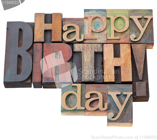 Image of Happy Birthday in letterpress type