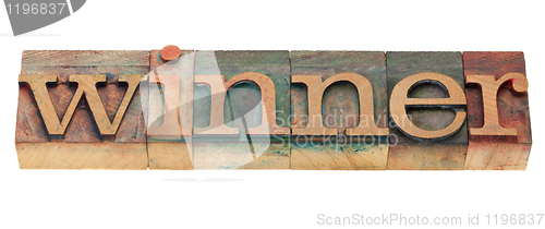 Image of winner word in letterpress type