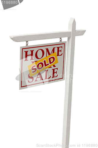 Image of Sold For Sale Real Estate Sign on White with Clipping