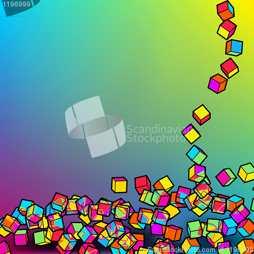 Image of Falling colour cubes abstract template. EPS8