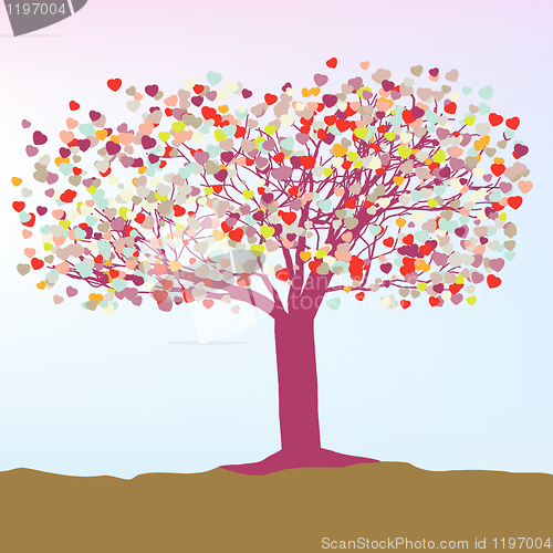 Image of Abstract valentine card heart tree. EPS 8
