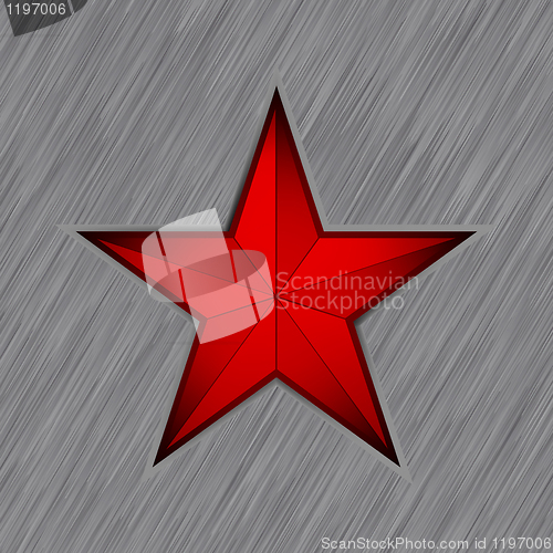 Image of Red star with in steel background. EPS 8