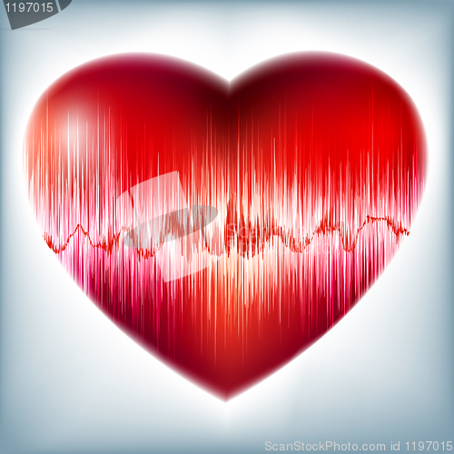 Image of Heart with heartbeat symbol. EPS 8