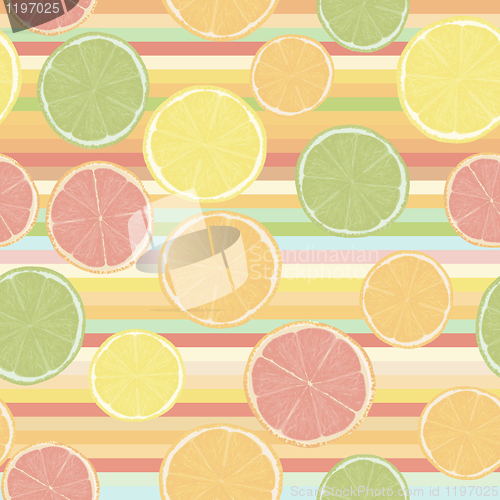 Image of Pastel citrus fruit seamless pattern. EPS 8
