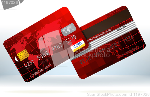 Image of Red Credit cards front and back. EPS 8