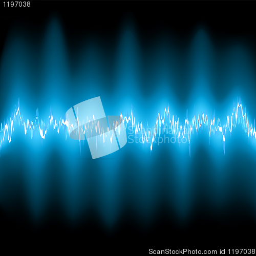 Image of Abstract blue glow Frequency Waveforms. EPS 8