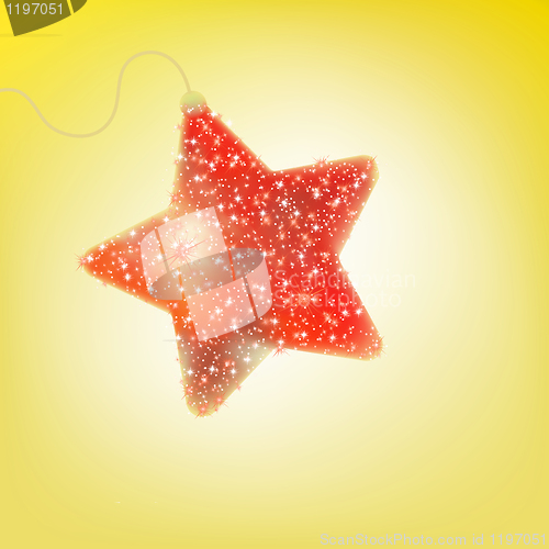 Image of Postcard with a twinkling red star. EPS 8