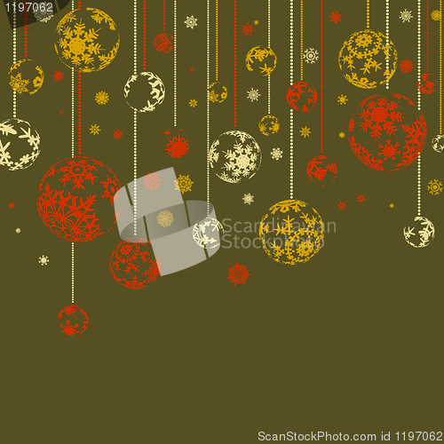 Image of Vintage retro card with Christmas balls. EPS 8