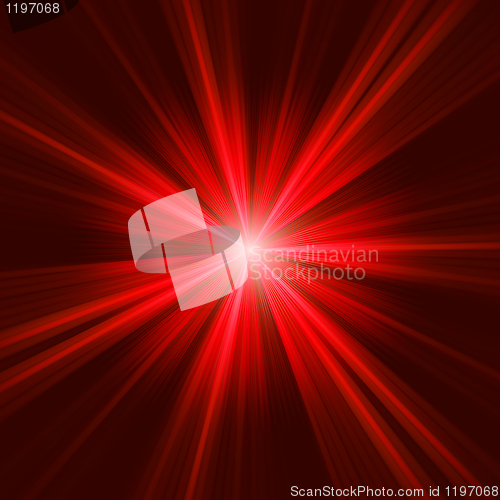 Image of Red bursting star on dark background. EPS 8