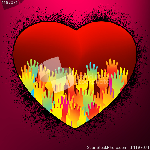 Image of United hands and hearts. EPS 8
