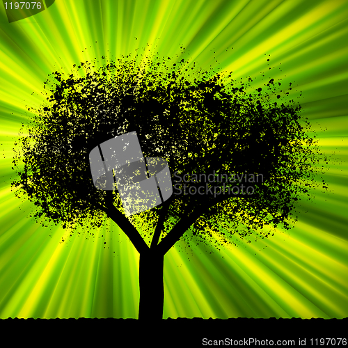 Image of Tree with green burst background. EPS 8
