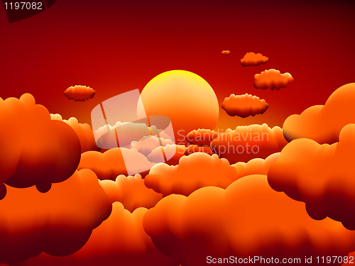 Image of Golden sunset clouds background. EPS8