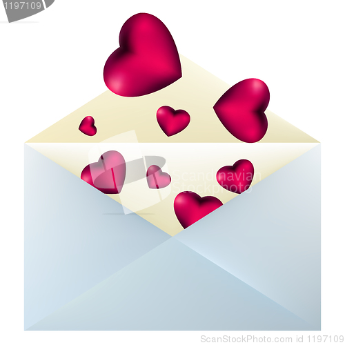Image of Illustration of blue envelope with heart. EPS 8