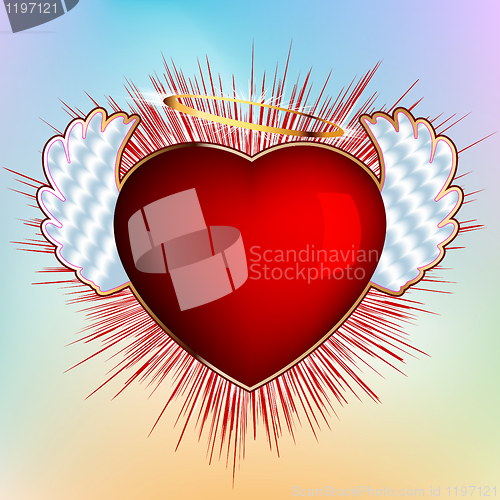 Image of Heart with wings - valentine template. EPS 8