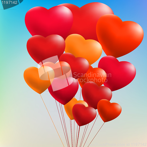 Image of Colorful Heart Shape Balloons. EPS 8