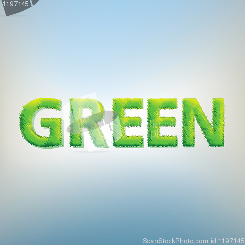 Image of Green word, with green grass texture. EPS 8