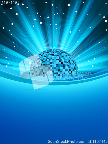 Image of Blue disco ball with copy space. EPS 8