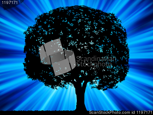 Image of Tree with blue burst background. EPS 8
