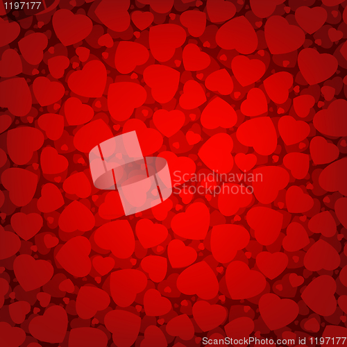 Image of Red background with hearts. EPS 8