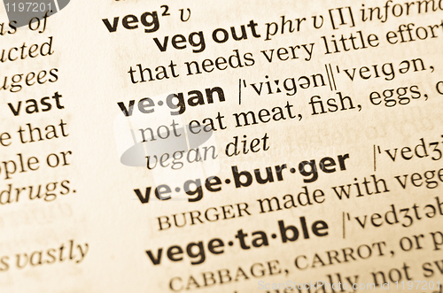 Image of The word vegan in the old dictionary