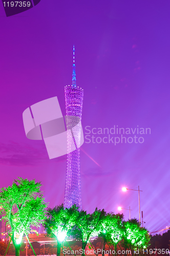 Image of Night scene of television tower