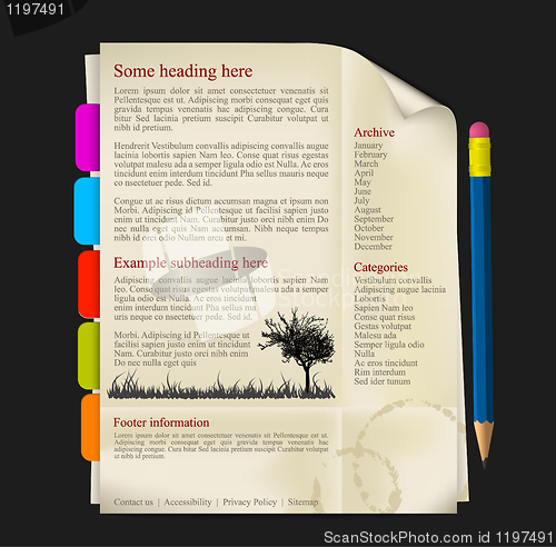 Image of Web site template - sheet of paper