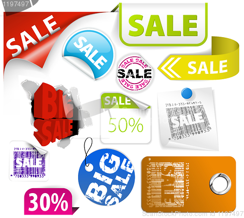 Image of Set of colorful discount elements