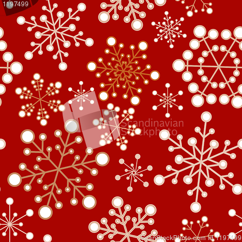 Image of Red and golden christmas seamless pattern