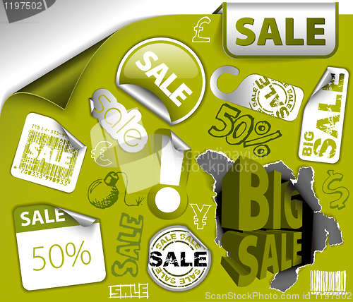 Image of Set of green discount elements