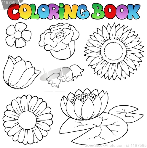 Image of Coloring book with flowers set