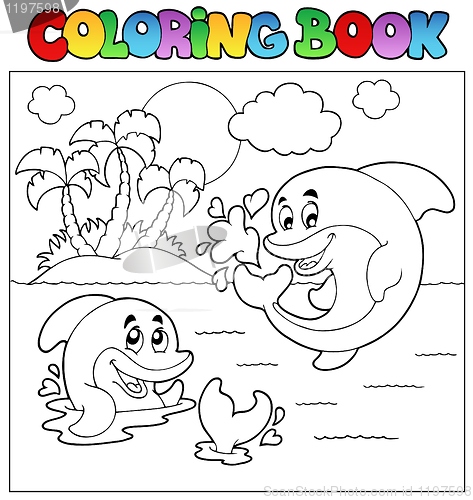 Image of Coloring book with dolphins 2