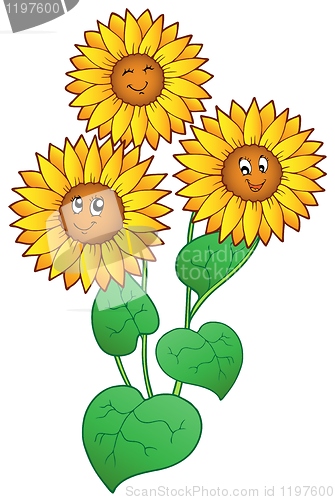 Image of Three cute sunflowers